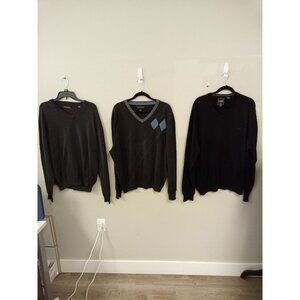 3 pcs Designer Sweaters John Bartlett-Chaps-Kenneth Roberts XXL Grey Black Blue